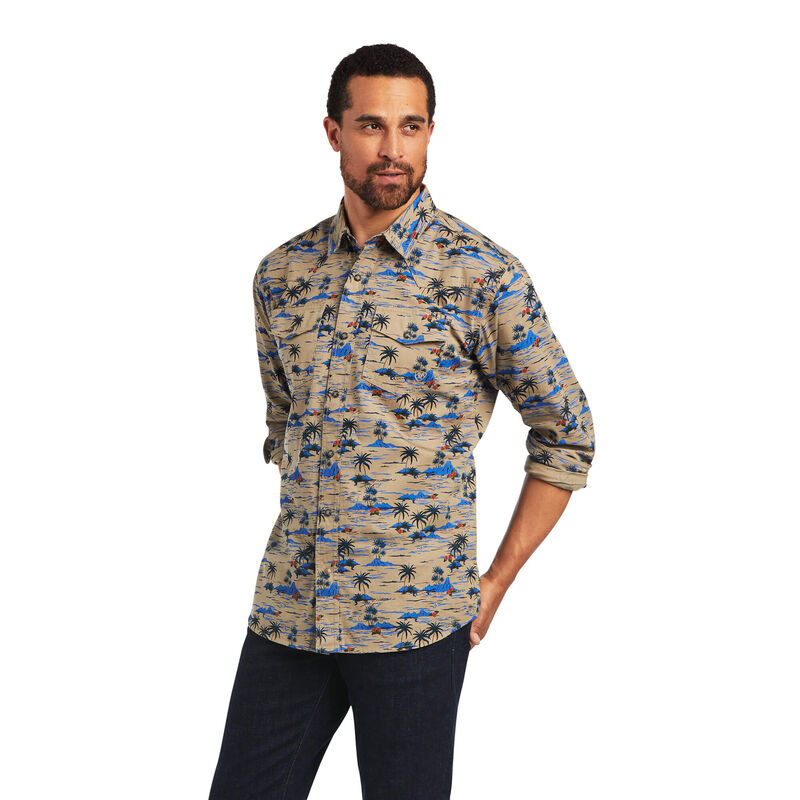 Ariat Hemden Herren - Hart Retro Fit Khaki/Blau ( JTOVX-6258 )